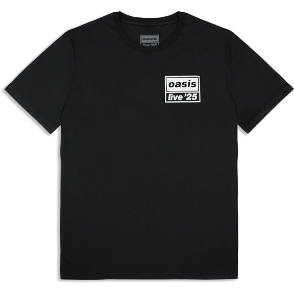 Oasis Unisex T-Shirt: Live 25 Distressed Lockup Pocket (Black) (Ex-Tour)