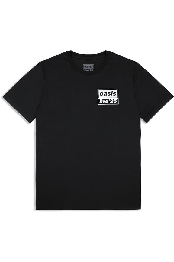 Oasis Unisex T-Shirt: Live 25 Distressed Lockup Pocket (Black) (Ex-Tour)