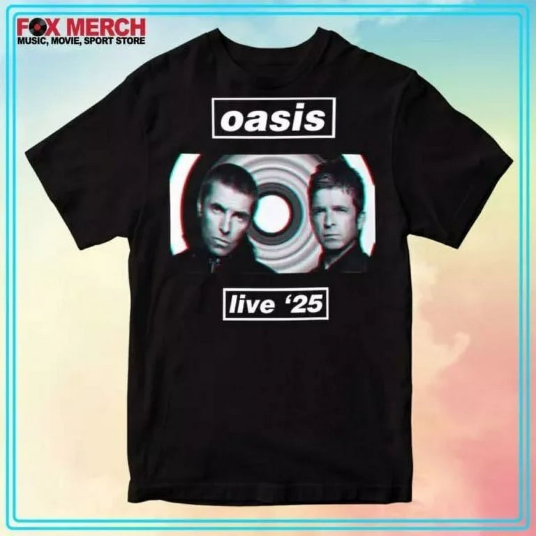 Oasis Live 2025 Reunion Tour T-shirt,Black color,size