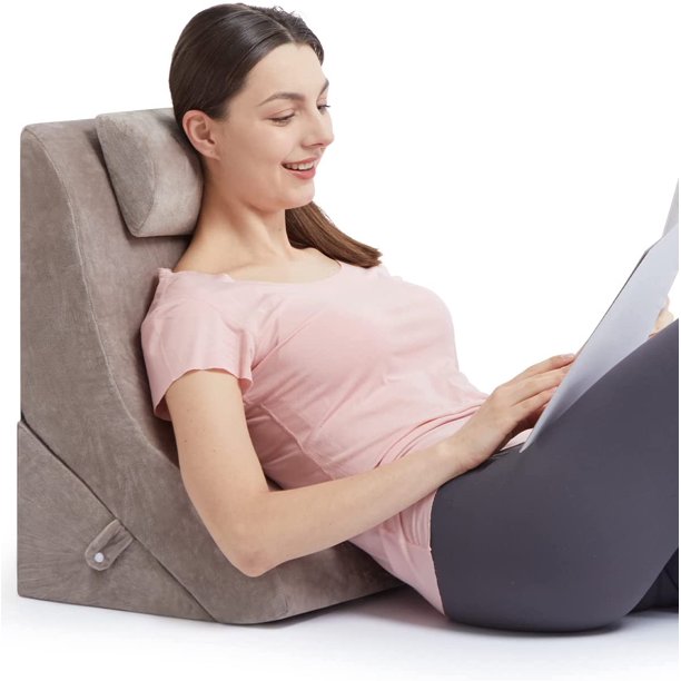 OasisCraft 3pcs Wedge Pillow Set with Memory Foam, Orthopedic Wedge