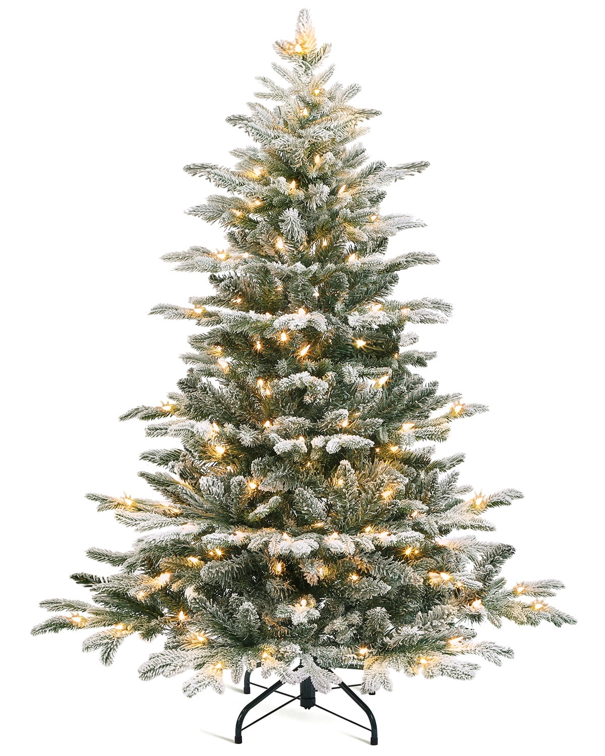 OasisCraft 4.5FT PreLit Flocked Aspen Fir Artificial Christmas Tree