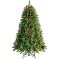 thumbnail image 1 of OasisCraft 4.5FT Prelit Christmas Tree - Adorned with 300 Clear Lights and Realistic 516 Thicken Tips Metal Stand, 1 of 6