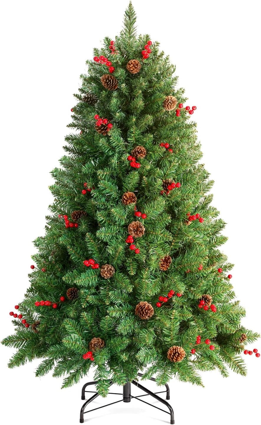 OasisCraft 4.5FT Prelit Christmas Tree - Adorned with 300 Clear Lights and Realistic 516 Thicken Tips Metal Stand