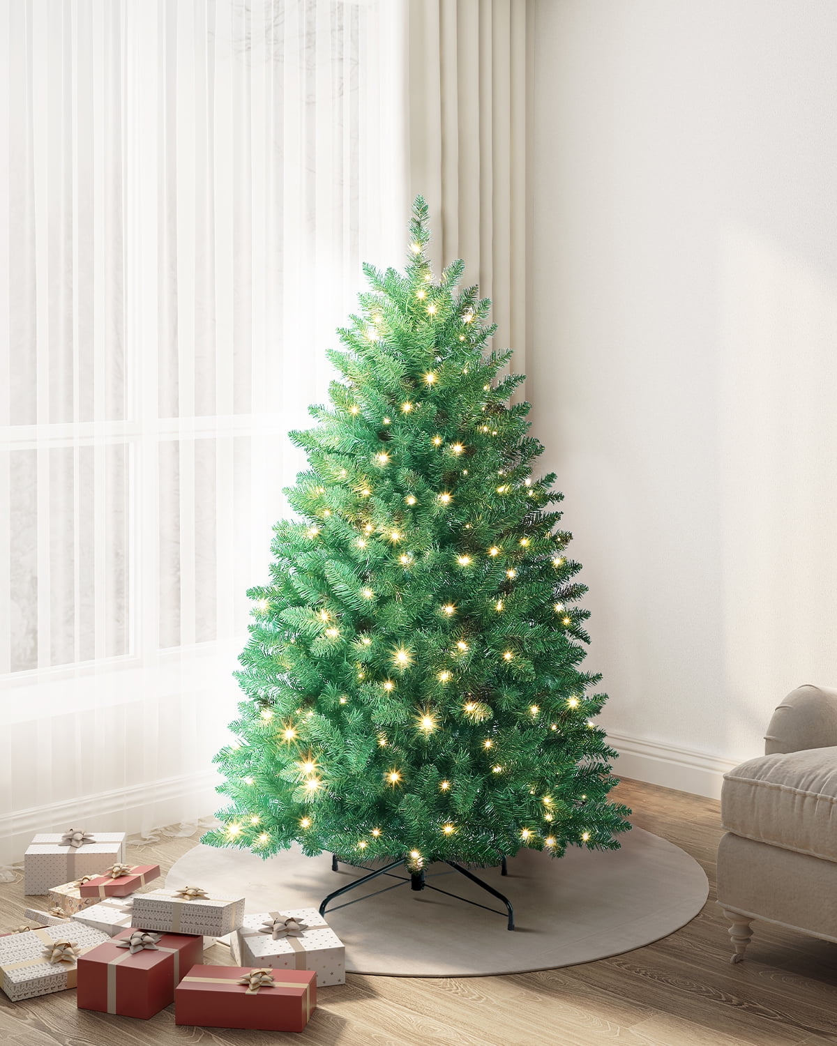OasisCraft 4.5ft Artificial Christmas Tree with Color Changing LED
