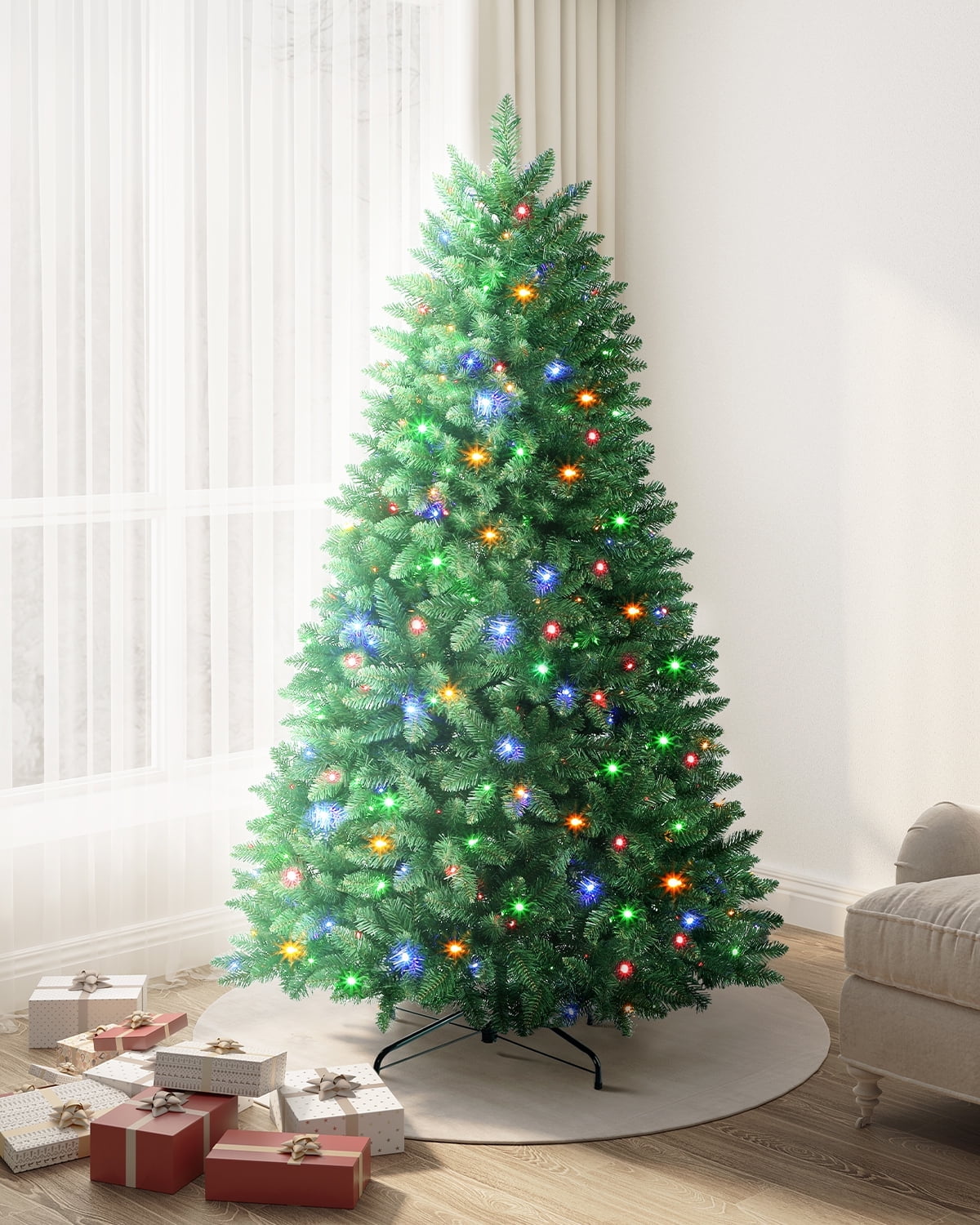 OasisCraft 6.5ft Artificial Christmas Tree with Color Changing LED