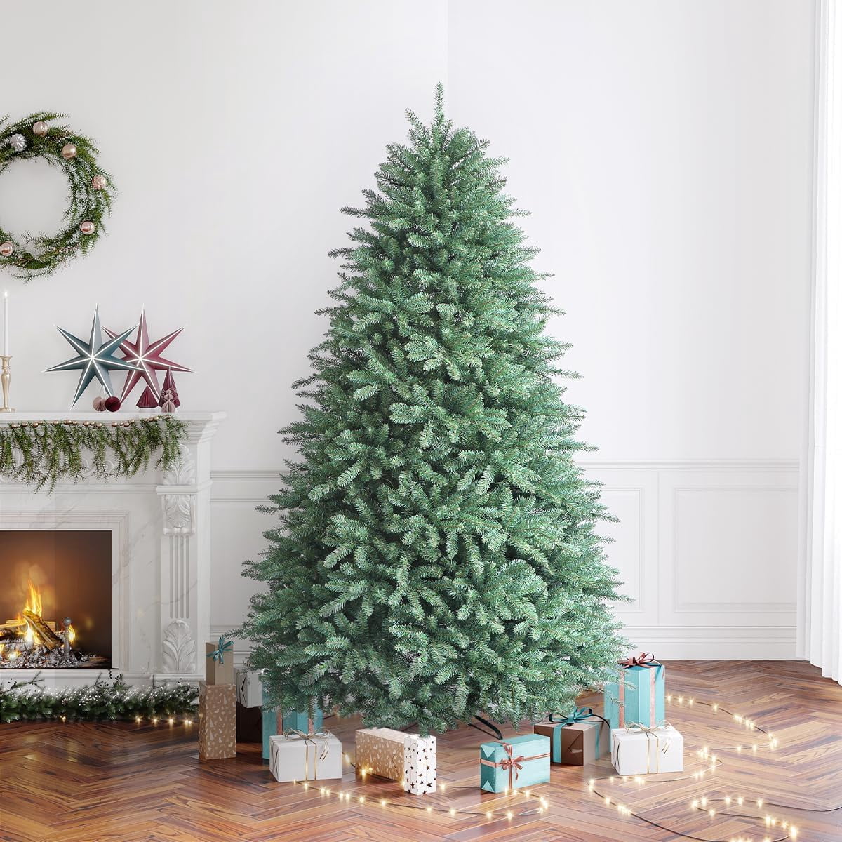 OasisCraft 6ft Unlit Christmas Tree Premium Hinged Blue Spruce ...