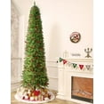 thumbnail image 1 of OasisCraft 9FT Pre-Lit Slim Artificial Christmas Tree - 500 Clear Lights, Metal Foldable Stand, Hinged Design (1450 Thicken Tips), 1 of 6