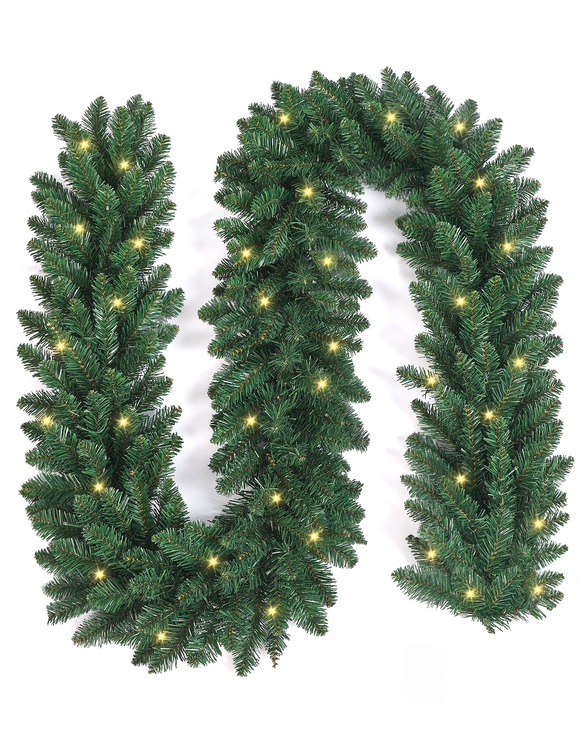 OasisCraft 9ft Christmas Garland with LED Lights Battery Operated, Pre