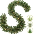 thumbnail image 1 of OasisCraft 9ft Outdoor Frosted Christmas Tree with Stake, 50 Multi-Color LEDs & Pinecones, Battery Powered Pre-Lit Urn Filler for Pathway, Porch, Yard Decor, 1 of 7