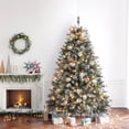 thumbnail image 1 of OasisCraft Pre-lit Snowy Aspen Spruce Christmas Tree 7 Foot & 400 Light, Flocked Artificial Christmas Tree Real Full with Lights, Pine Cone Decor, 1 of 10