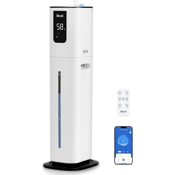 OasisMist 1000S (10L) Smart Humidifier for Home Large Room Bedroom, Last 100 Hours Suitable Indoor Plant, Cover up to 600ft, Easy Top Fill, Remoter & Voice Control, Auto Mode, Quiet, White