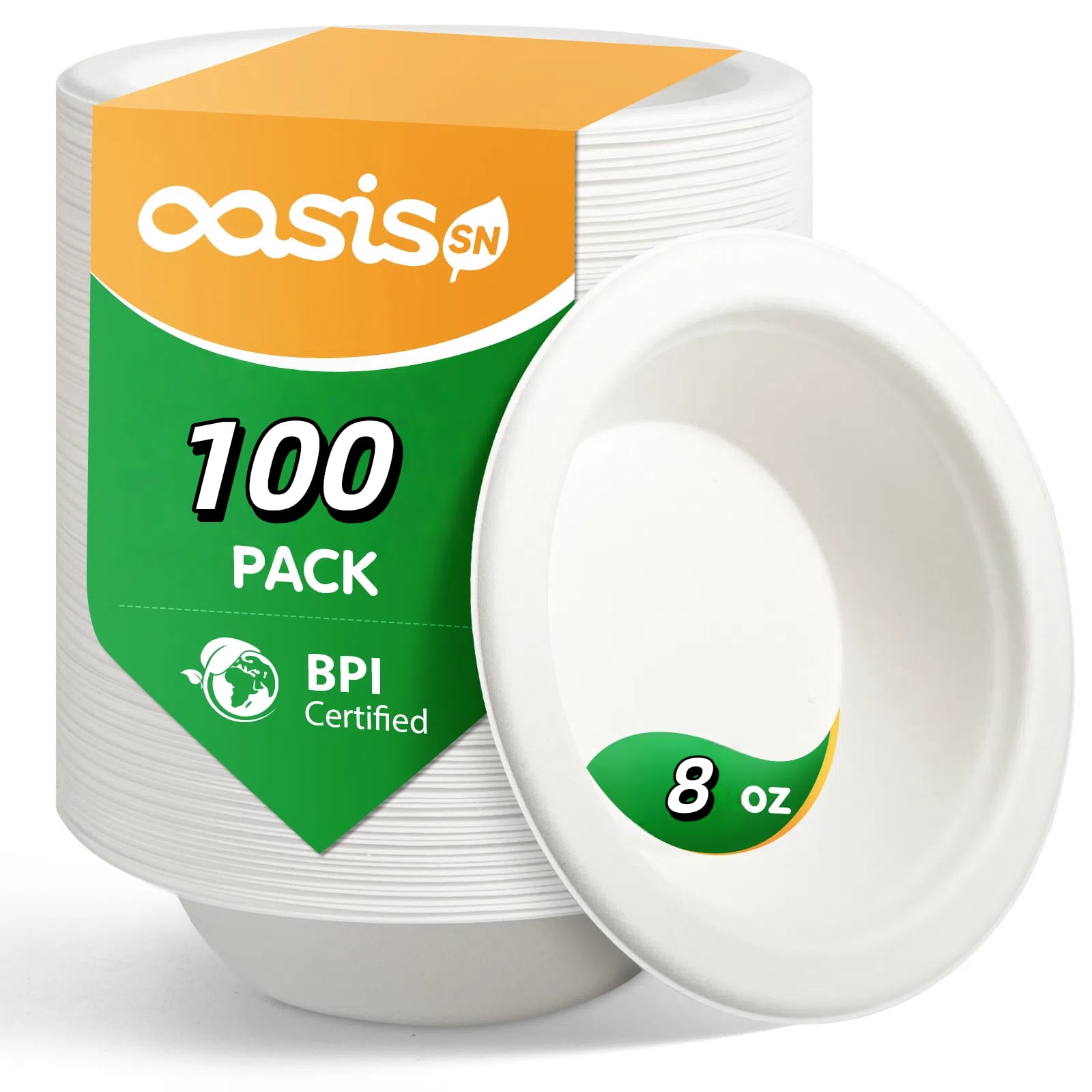 OasisSN Disposable Paper Bowls, 8 Oz 100 Count,Microwave Safe,Heavy ...