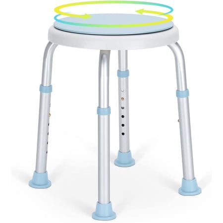 OasisSpace 360 Degree Rotating Shower Chair, Tool Free Adjustable Shower Stool Tub Chair and Bathtub Seat Bench with Anti-Slip Rubber Tips for Safety and Stability