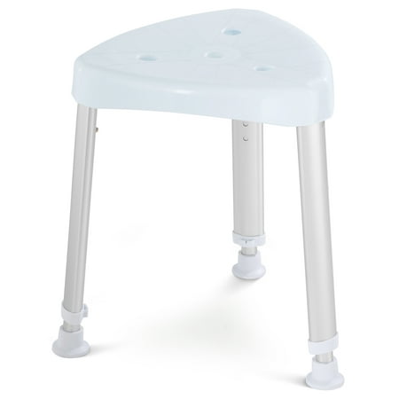 OasisSpace Adjustable Corner Shower Stool - Triangle Spa Shower Seat for Inside Shower, Shower Shaving Stool for Seniors, Anti-Slip and Durable Shower Chair for Small Shower