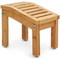 OasisSpace Bamboo Shower Chair Foot Rest Small Shower Foot Stand for