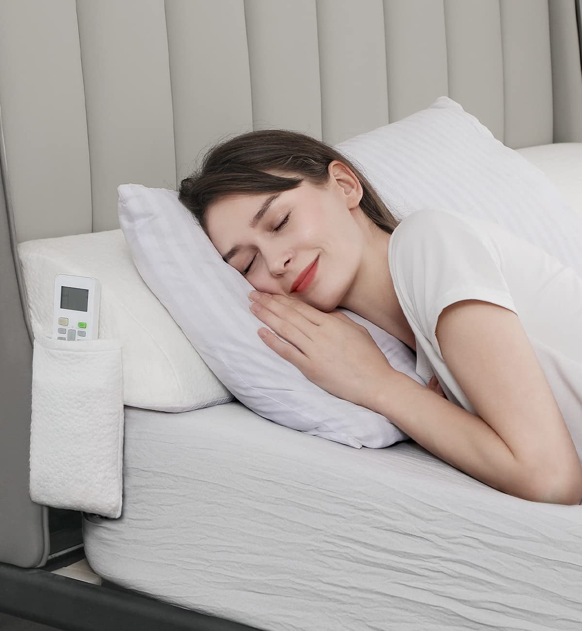 OasisSpace Bed Gap Filler for Headboard Bed Wedge Pillow Stopper