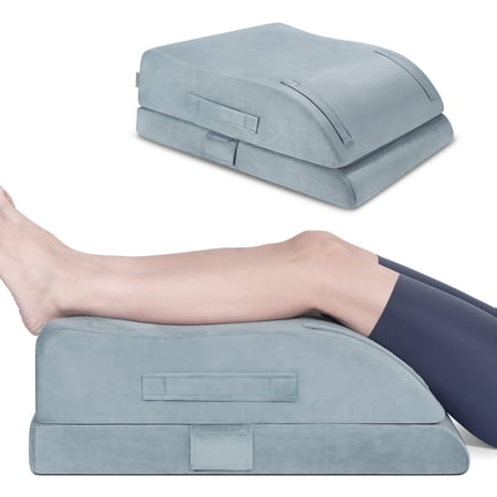 OasisSpace Double Leg Elevation Pillows, Extra Large Height Adjustable Orthopedic Bed Wedge Pillow Set, Memory Foam Sitting Wedge Pillow for Adults