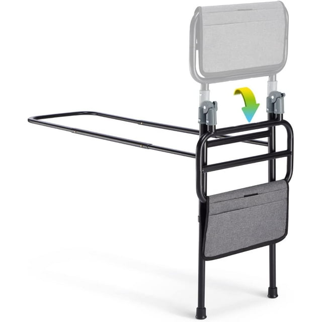 OasisSpace Foldable Bed Rail for Elderly Adults Height Adjustable Bed