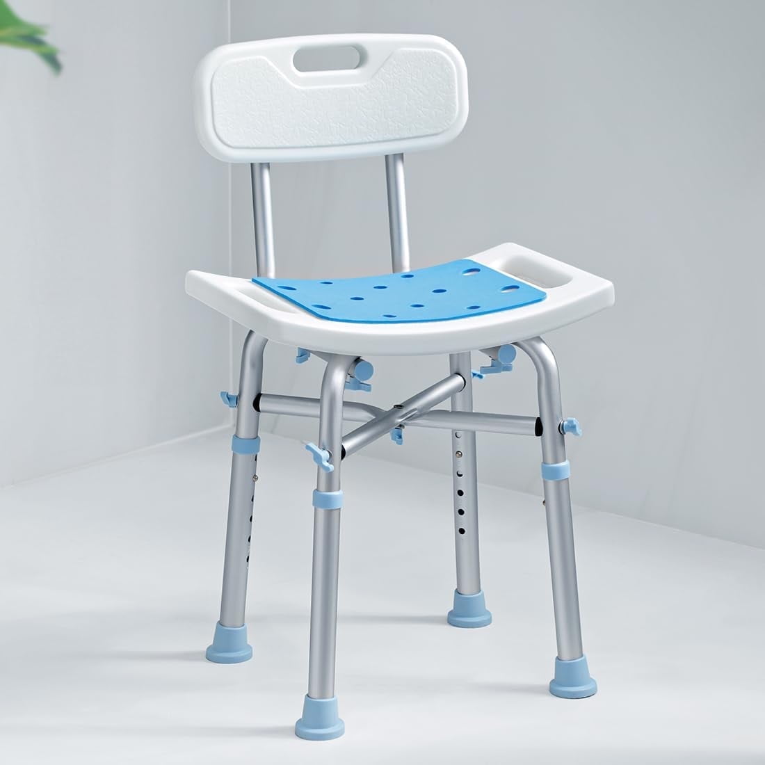 OasisSpace Adjustable Shower Chair with Back, Bariatric, Sturdy