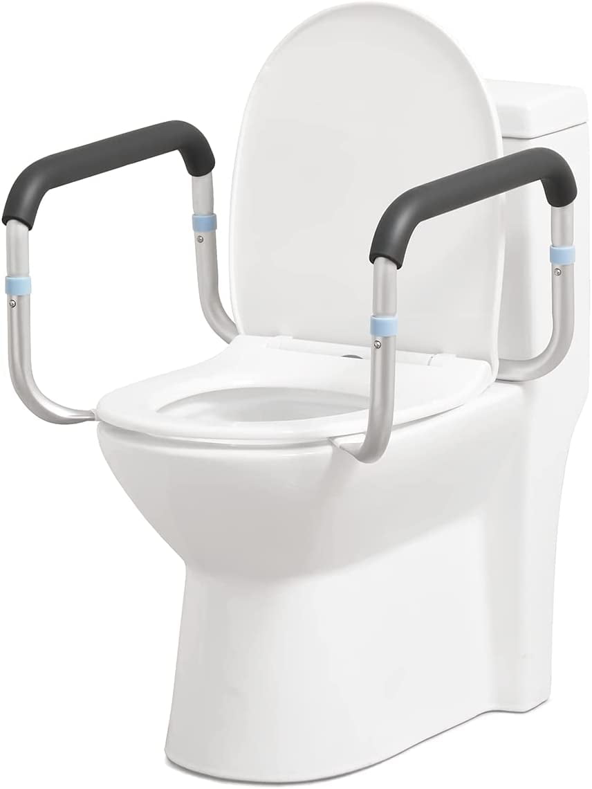 OasisSpace Medical Toilet Safety Rail Adjustable Frame with Hand