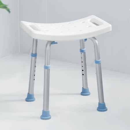 OasisSpace Shower Chair, Adjustable Bath Stool with Free Assist Grab Bar - Medical Tool Free Anti-Slip Bench Bathtub Stool Seat with Durable Aluminum Legs for Elderly, Senior, Handicap & Disabled