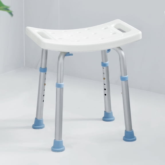 OasisSpace Shower Chair, Adjustable Bath Stool with Free Assist Grab Bar - Medical Tool Free Anti-Slip Bench Bathtub Stool Seat with Durable Aluminum Legs for Elderly, Senior, Handicap & Disabled