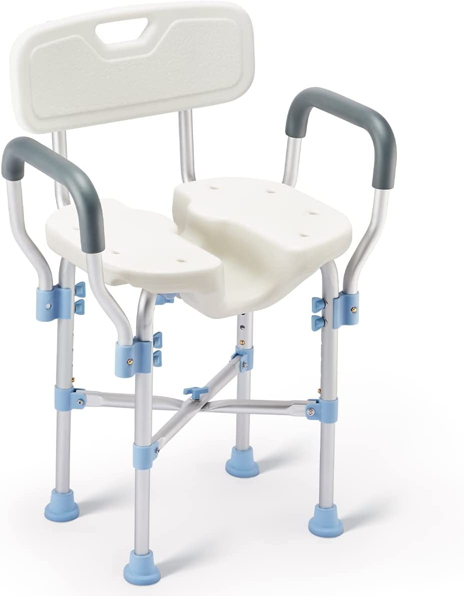 OasisSpace Shower Chair with Armrests and Back 300lbs, NonSlip Bath