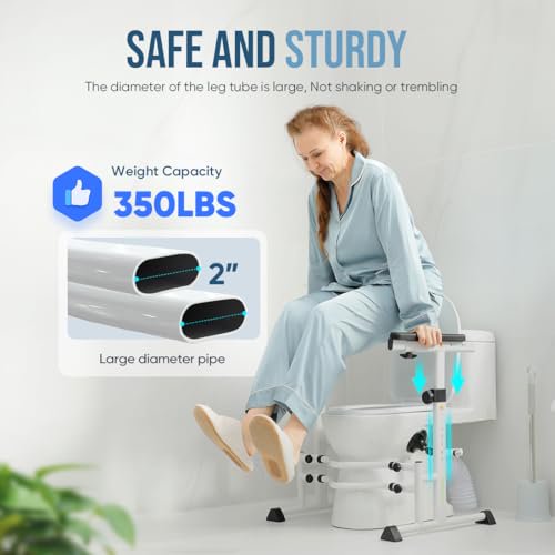 OasisSpace Toilet Safety Rails Stand Alone Toilet Rail 350lbs