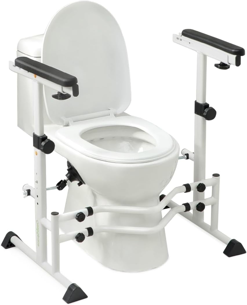 OasisSpace Toilet Safety Rails Stand Alone Toilet Rail 350lbs