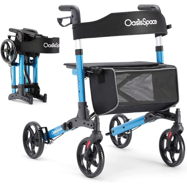 OasisSpace Ultra Folding Rollator Walker with Builtin Cable, Compact