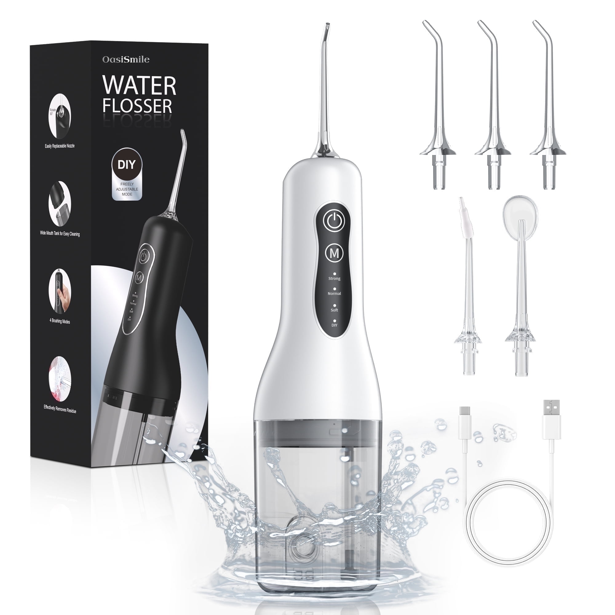 Oasismile Cordless Water Flosser – Portable Dental Oral Irrigator with DIY Mode