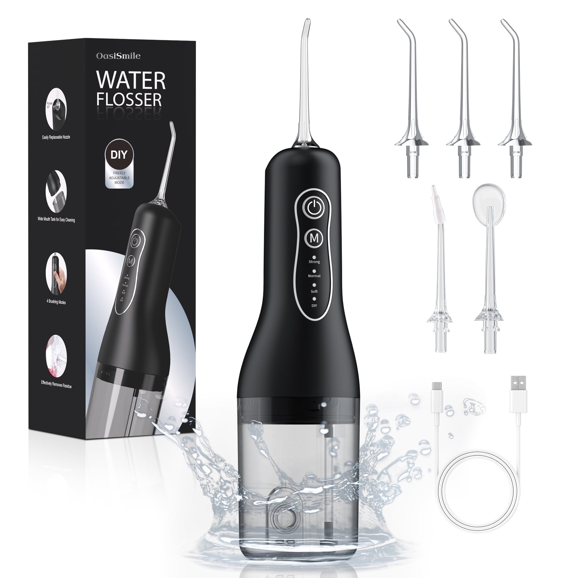 Oasismile Cordless Water Flosser – Portable Dental Oral Irrigator with DIY Mode