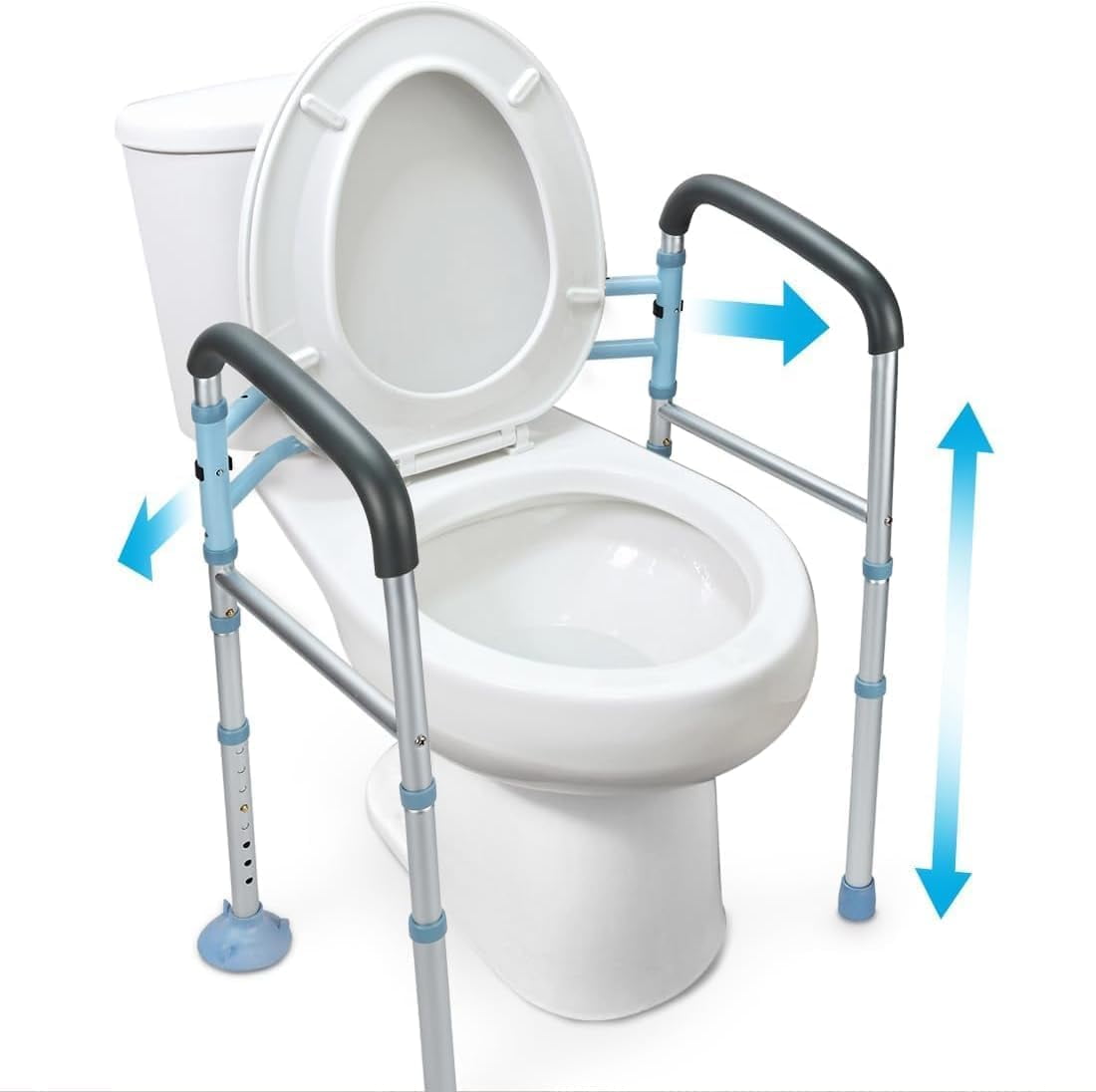 Oasisspace Stand Alone Toilet Safety Rail, Heavy Duty Medical Toilet Safety Frame for Elderly, Handicap and Disabled, Adjustable Bathroom Toilet Handrails, Width Adjustable Design, Fit Any Toilet