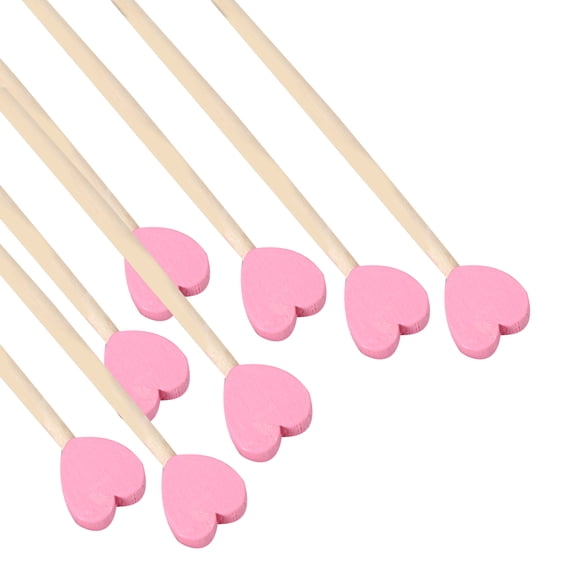 Oasiva 100Pcs/Set Disposable Wooden Heart Stir Bar with Long Handle Coffee Stirring Stick Jam Milk Tea Drinks Honey Cocktail Mixing Rod Kitchen Tools