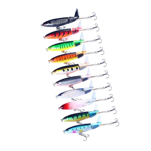 Oasiva 10Pcs Floating Propeller Lure Artificial Hard Baits Topwater Fishing Lures