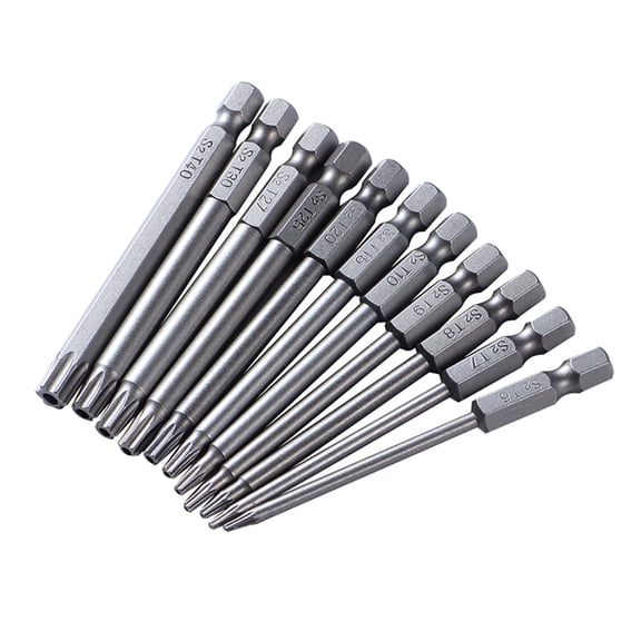 Oasiva 11Pcs Torx Screwdriver Bit Set 6.35mm Hexagon Shank Security Tip T7 T8 T9 T20