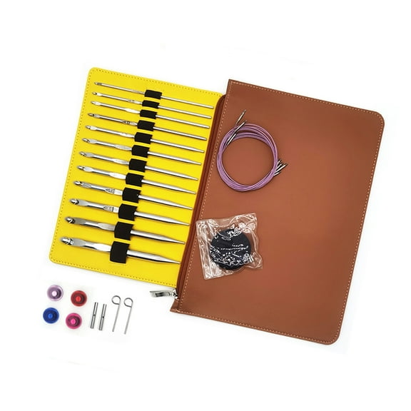 Oasiva 12Pcs Stainless Steel Tunisian Crochet Hook with Case 3.0mm-10mm for Beginner