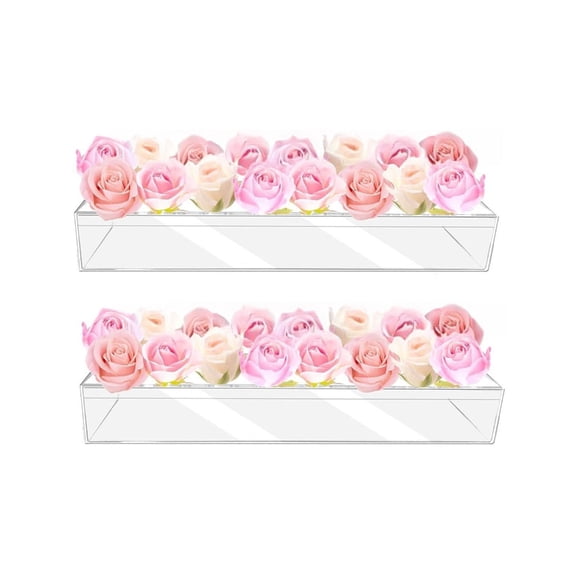 Oasiva 16 Holes Rectangular Vase Clear Acrylic Flower Arrangement Vase Tabletop Decor