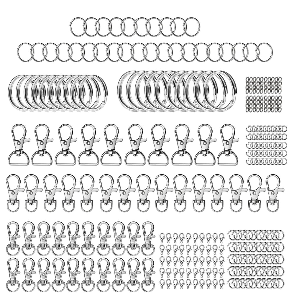 Oasiva 265Pcs/Set Swivel Snap Hook and Key Rings with Chain Jump Rings Connectors