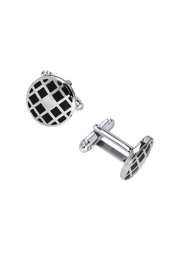 2Pcs Check Pattern Brass Cufflinks for Formal Attire Locking Closure Dress