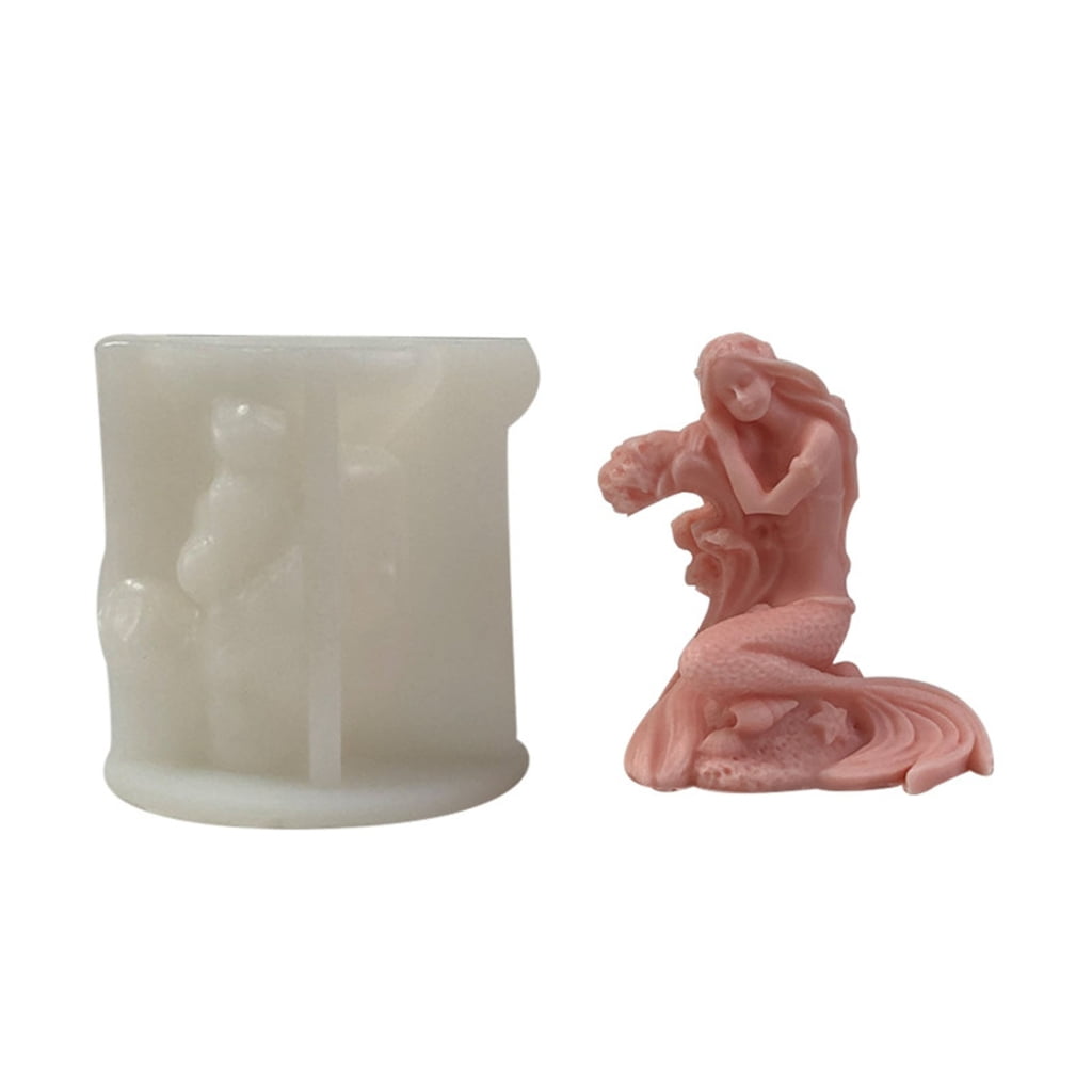 Oasiva 3D Mermaids Shape Candle Mold Unique Mermaids Aromatherapys Gypsum Ornament Mold