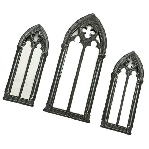Oasiva 3Pcs Rustics Window Frame Wall Decors Arched Cathedral Fake Window Home Decors
