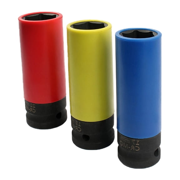 Oasiva 3Pcs Steel 1/2inch Drive Lugs Nut Socket Impact Socket Set Wheel Protectors
