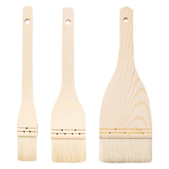Oasiva 3Piece Ergonomic Kitchen Brush Set For Baking Grilling And Cake Decorating Soft Bristles Professional Baking Tool