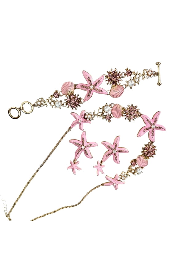 4Pcs Starfish Shell Necklace Set Lightweight Alloy Jewelry For Beach Party Gift