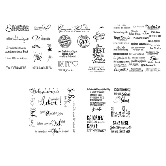 Oasiva 5Pcs Clear Silicone Stamp with German Quotes Flower Pattern for Scrapbooking