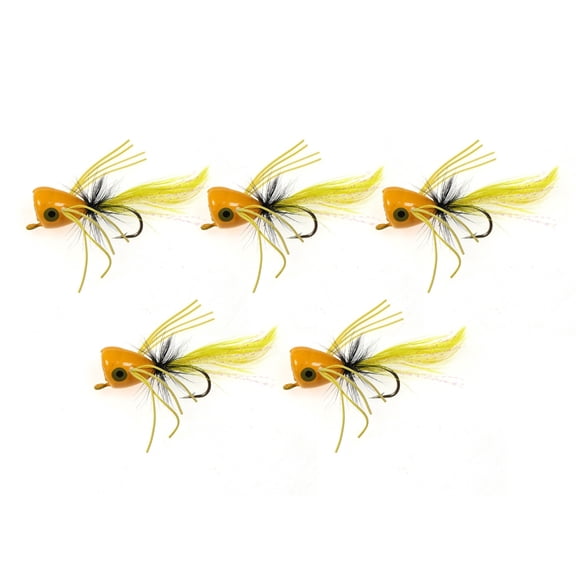Oasiva 5pcs Popping Lure with Hook Fly Fishing Popper Fly Popper Lures