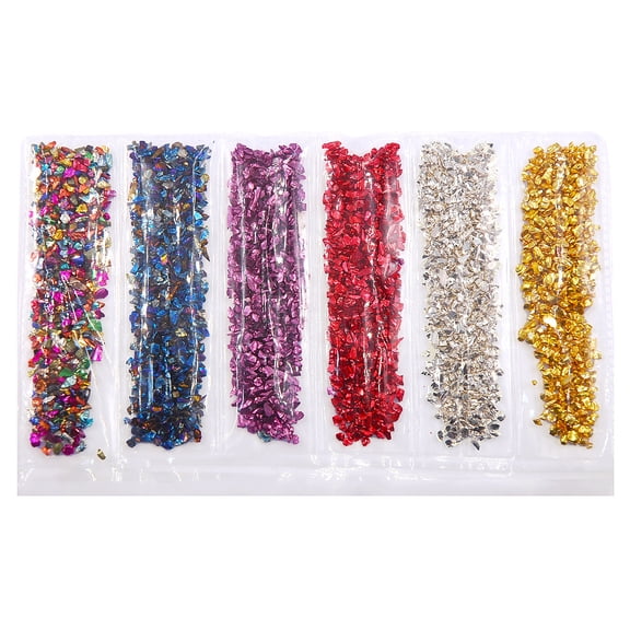 Oasiva 6 Colors Crushed Glass Stones Nail Art UV Crystal Epoxy Resin Jewelry Making