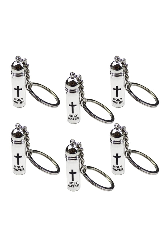 6 Holy Water Vial Keychains Shatterproof Glass Crucifix Pendant Sturdy Metal Clasp