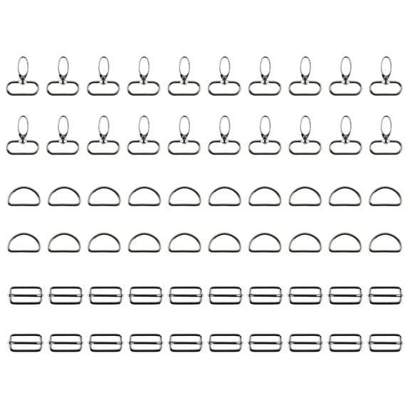 Oasiva 60 Pieces Swivel Snap Hooks, Metal D Rings, Triglide Slide Buckles for DIY Handicrafts Backpack Handbag Tote Purse